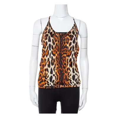 Dior Brown Leopard Print Knit Pleat Front Tank Top