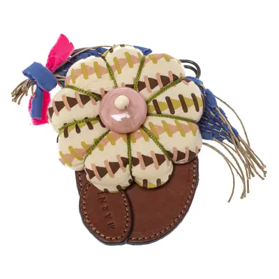 Marni Multicolor Fabric Flower Brooch