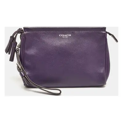 Coach Purple Leather Wristlet Clutch