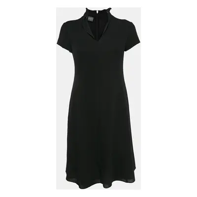 Armani Collezioni Black Crepe Wool Flared Short Dress