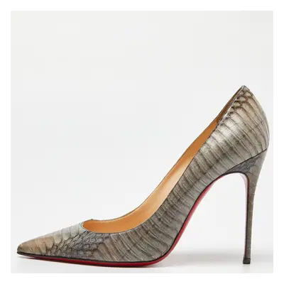 Christian Louboutin Grey Water Snake So Kate Pumps Size 39.5