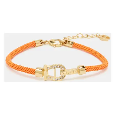 Aigner Orange Silk Cord Crystal Logo Yael Bracelet