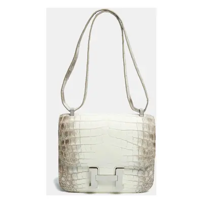 Hermès Blanc Crocodile Niloticus Himalaya Palladium Finish Constance III Bag