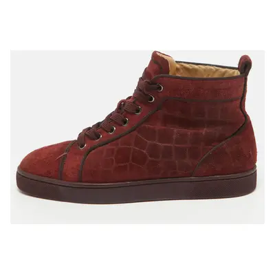 Christian Louboutin Burgundy Suede Louis High Top Sneakers Size