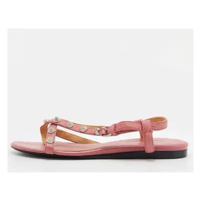 Balenciaga Pink Leather Arena Flat Sandals Size