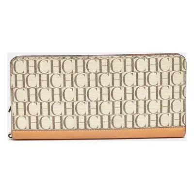 CH Carolina Herrera Beige/Tan Signature Coated Canvas and Leather Wallet