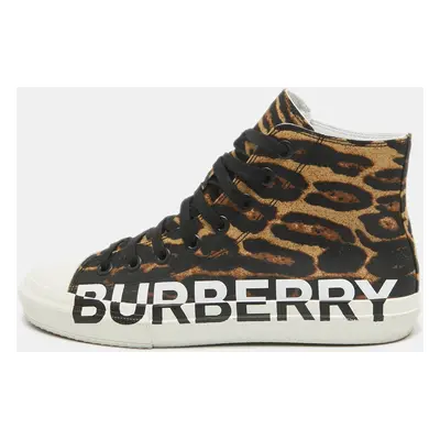 Burberry Brown Canvas High Top Sneakers Size