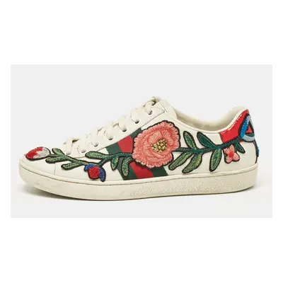 Gucci White Leather Ace Lace Up Sneakers Size