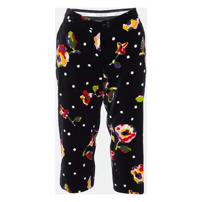 Moschino Cheap and Chic Black Printed Velvet Capri Pants