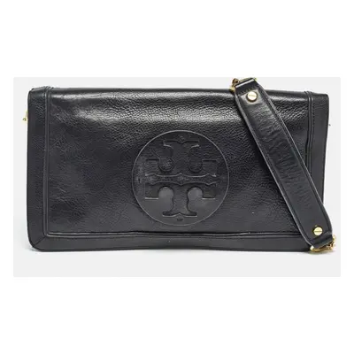 Tory Burch Black Leather Reva Chain Flap Bag