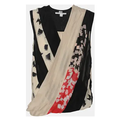 Diane Von Furstenberg Multicolor Silk Draped Talitha Top