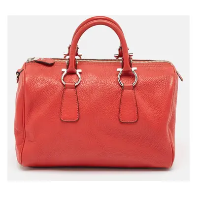 Salvatore Ferragamo Red Leather Isabel Boston Bag