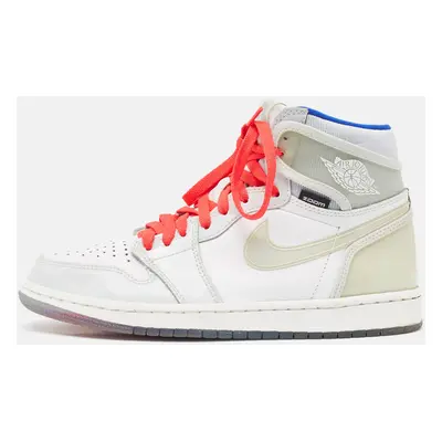 Air Jordans White Leather Jordan Retro High Zoom White Racer Blue Sneakers Size