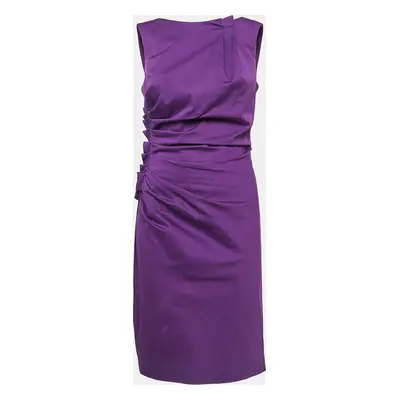 Dior Purple Gathered Cotton Sleeveless Short Dress