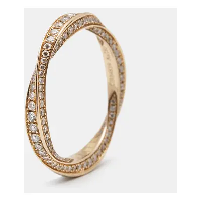 Graff Sprial Pave Diamond 18k Rose Gold Ring Size