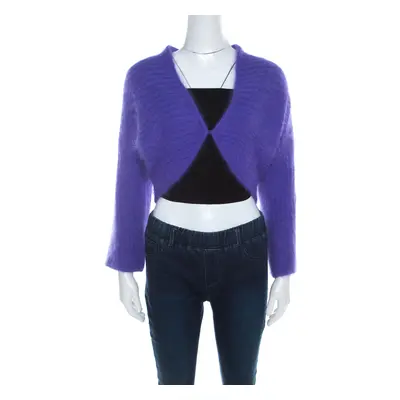 Escada Purple Angora Blend Button Front Fuzzy Bolero