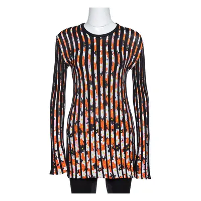 Kenzo Black Jackie Flowers Print Knit Pleated Long Sleeve Top