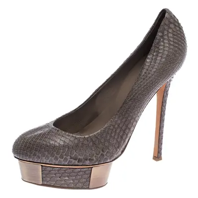 Le Silla Grey Python Metal Platform Pumps Size