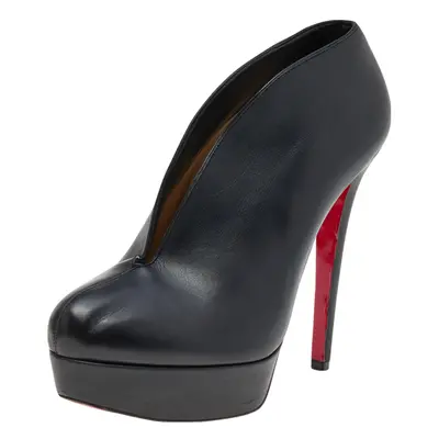 Christian Louboutin Black Leather Fast Plato Platform Booties Size 36.5