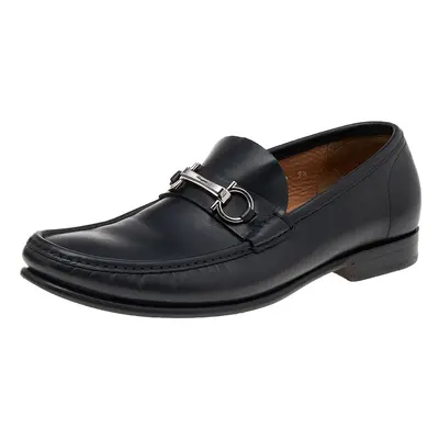 Salvatore Ferragamo Black Leather Gancio Slip On Loafers Size 43.5