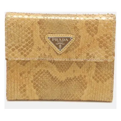 Prada Beige Python Trifold Wallet