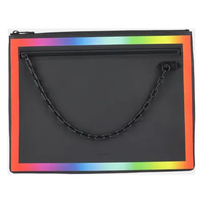 Louis Vuitton Black Leather Taiga A4 Rainbow Pochette Clutch Bag