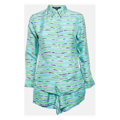 Louis Vuitton Blue Saturated Epi Print Silk Shirt and Shorts Set