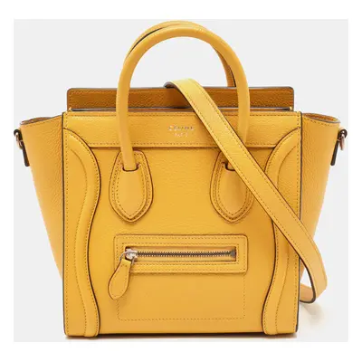 Céline Mustard Leather Nano Luggage Tote