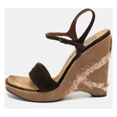 Casadei Brown Suede Espadrille Sandals Size