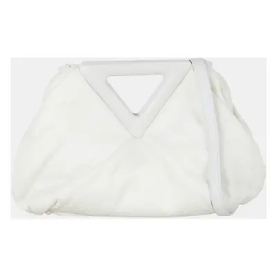 Bottega Veneta White Fabric and Leather Point Shoulder Bag