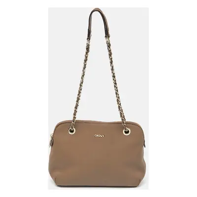 DKNY Beige Leather Bryant Dome Crossbody Bag