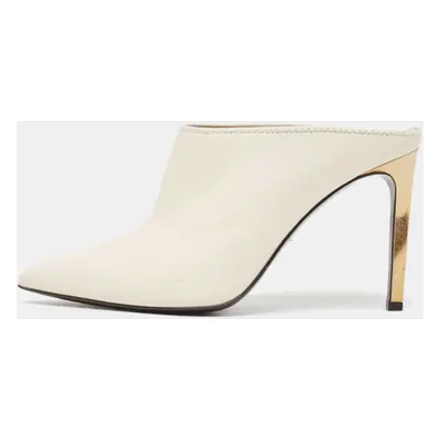 Lanvin Cream Leather Pointed Toe Mules Size