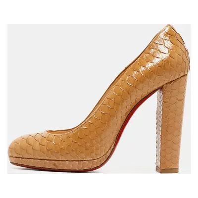 Christian Louboutin Light Brown Patent Python Grapi Pumps Size