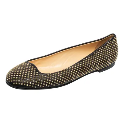 Giuseppe Zanotti Black Leather Studded Ballet Flats Size