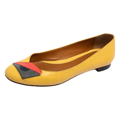 Fendi Yellow Leather Monster Ballet Flats Size