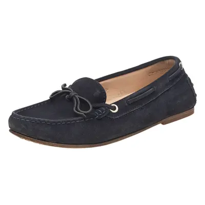 Tod's Navy Blue Leather Bow Slip On Loafers Size 36.5