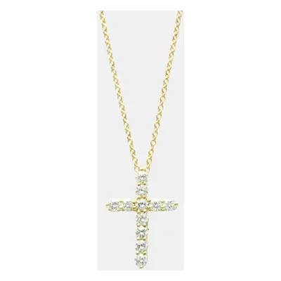 Tiffany & Co. 18K Yellow Gold Diamond Cross Pendant Necklace