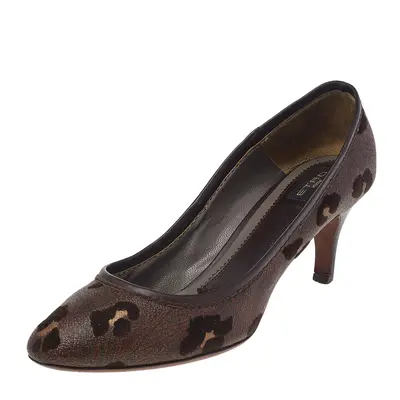 Etro Brown Printed Coated Canvas Pumps Size