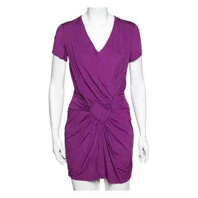 Etro Purple Draped Knit Short Sleeve Tunic