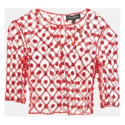 Jenny Packham Robin Red Embroidered Tulle Blouse