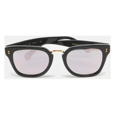 Illesteva Positano Black/Rose Gold Mirrored Frame Wayfarer Sunglasses