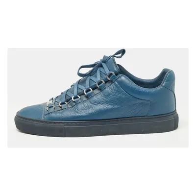 Balenciaga Blue Leather Arena Lace Up Sneakers Size