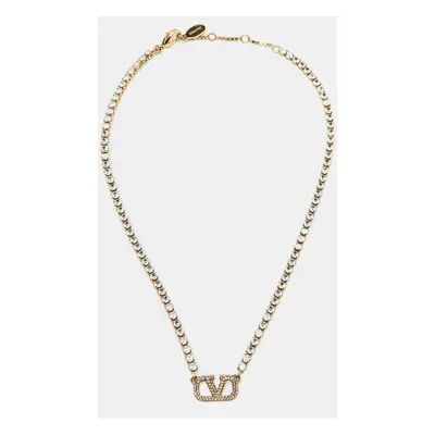 Valentino VLogo Signature Crystals Gold Tone Necklace