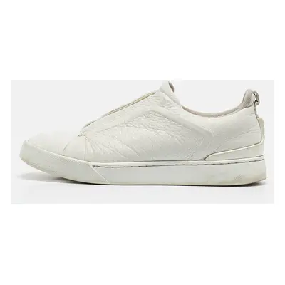 Ermenegildo Zegna White Leather Slip On Sneakers Size