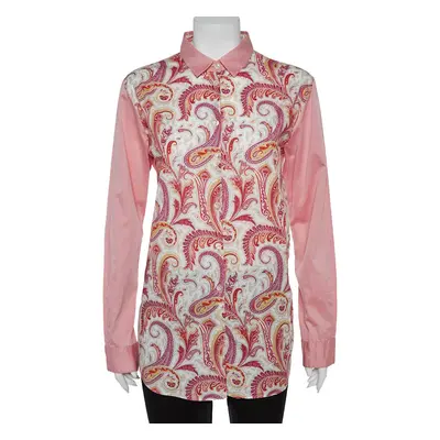 Etro Pink Paisley Print Cotton Button Front Shirt