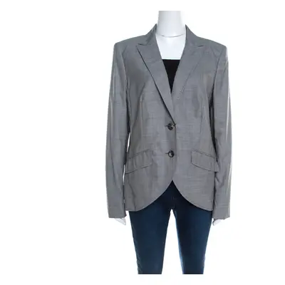 Escada Grey Houndstooth Wool Asymmetric Bibi Jacket