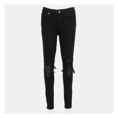 Amiri Black Denim Zipper Detail Distressed Jeans