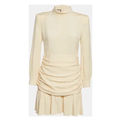 Gucci Yellow Silk Ruched Detail Mini Dress