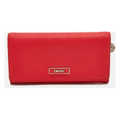 DKNY Red Leather Flap Continental Wallet