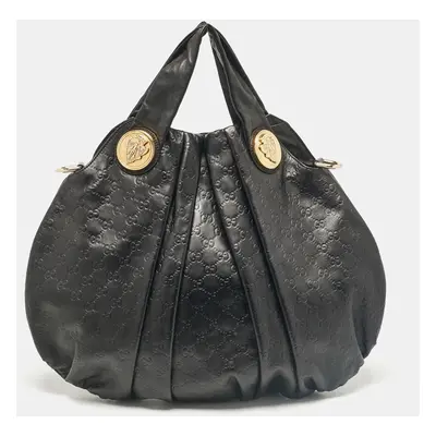 Gucci Black Guccissima Leather Hysteria Hobo